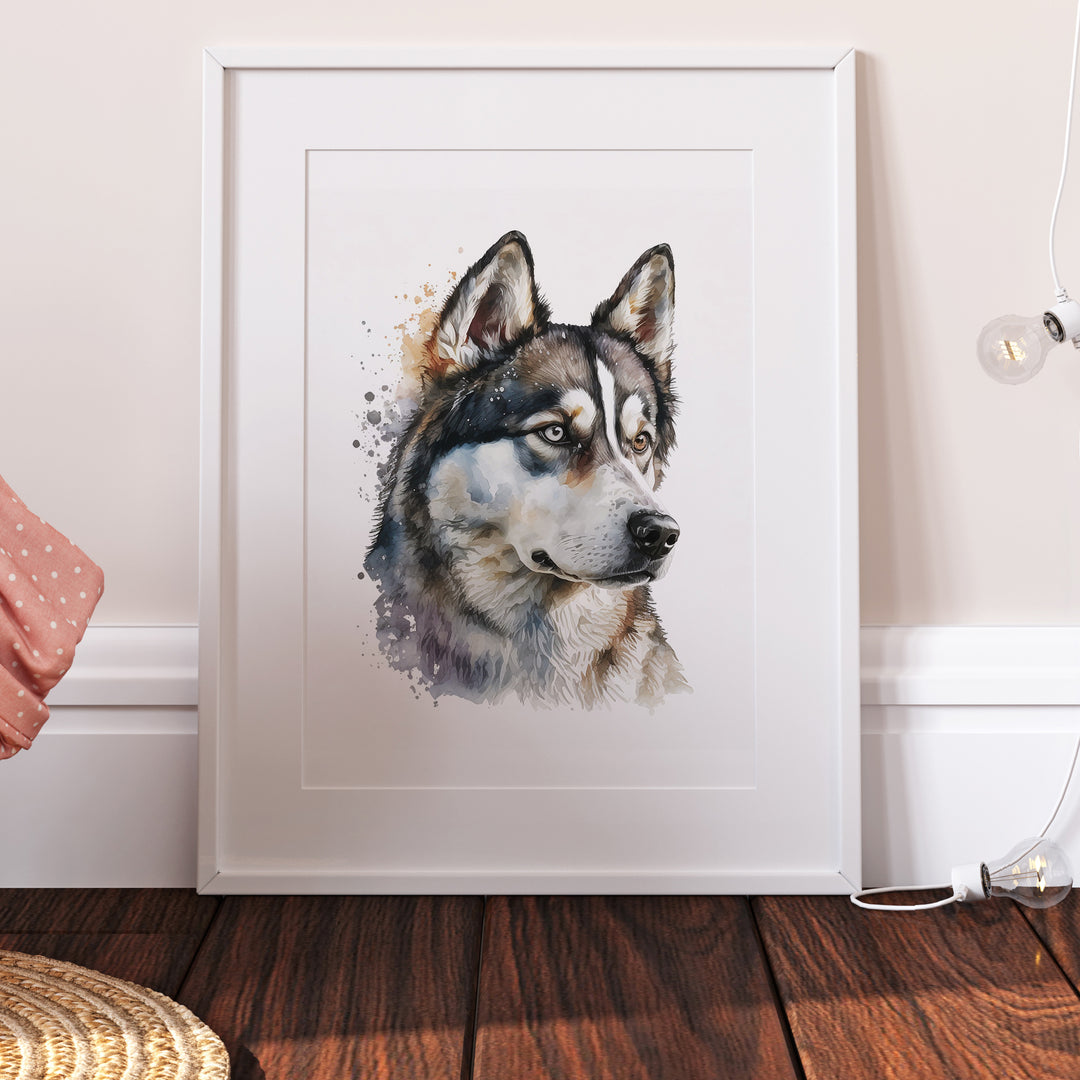 Siberian Husky Dog Watercolour Art Print