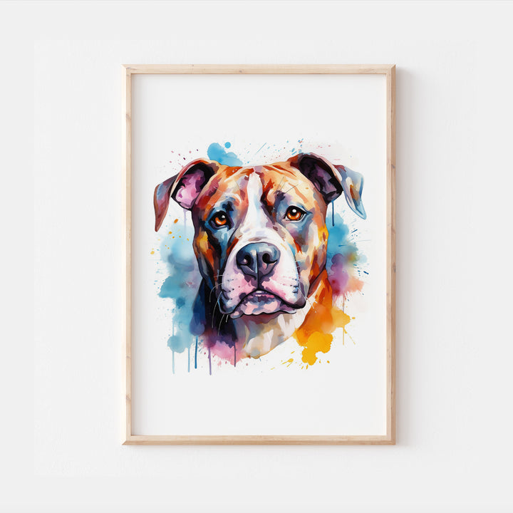 Staffordshire Bull Terrier Dog Watercolour Art Print