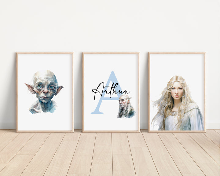 SET OF 3 Lord Of The Rings The Hobbit Personalised Prints