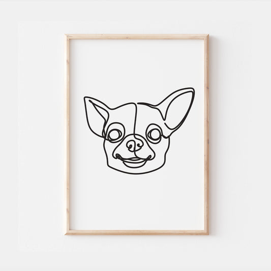 Chihuahua Dog Line Art Abstract Print