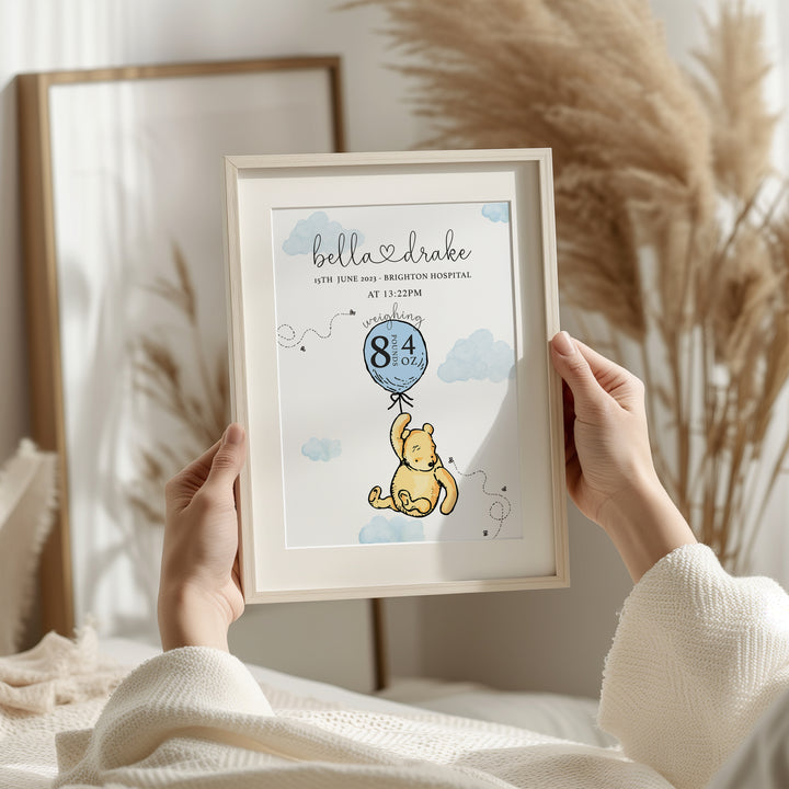 Winnie the Pooh Personalised The Day You Were Born Birth Print