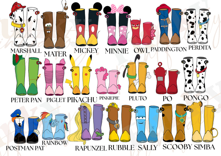 Personalised Our Family Disney Welly Boots Print