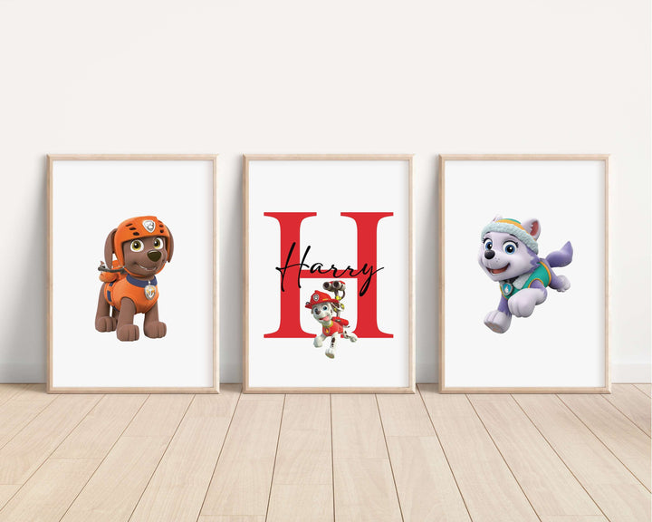 SET OF 3 Paw Patrol Personalised Prints