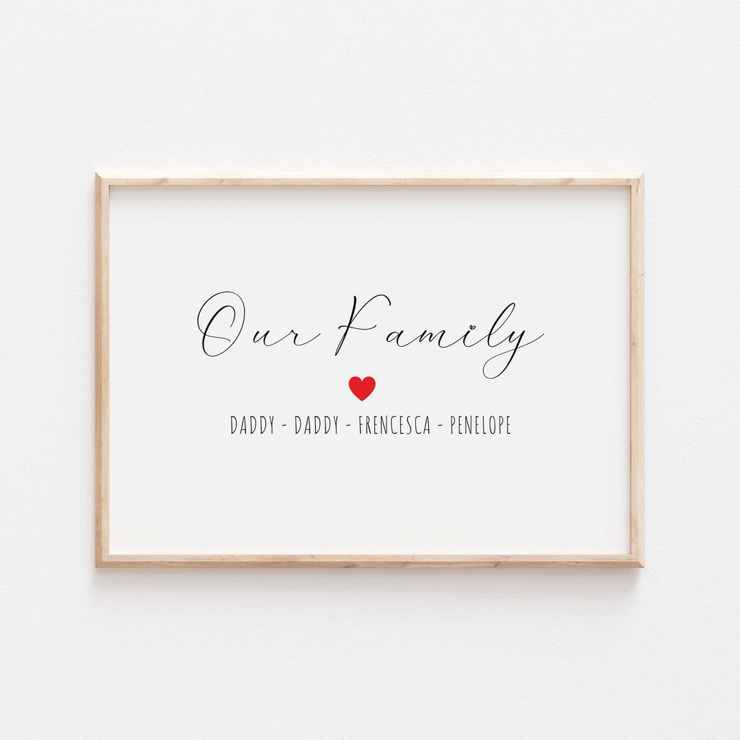 Personalised Our Family Heart Print