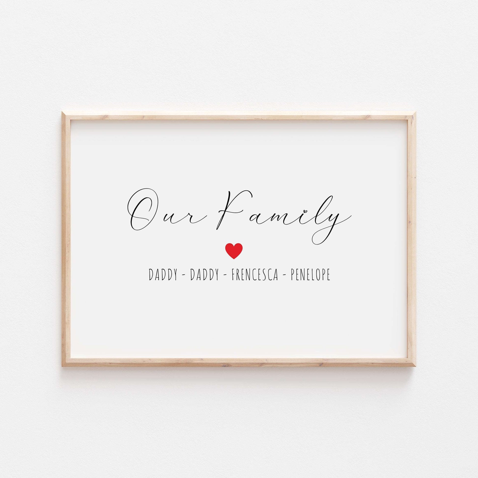 Personalised Our Family Heart Print