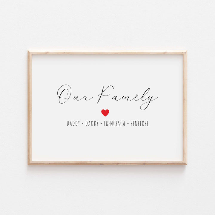 Personalised Our Family Heart Print