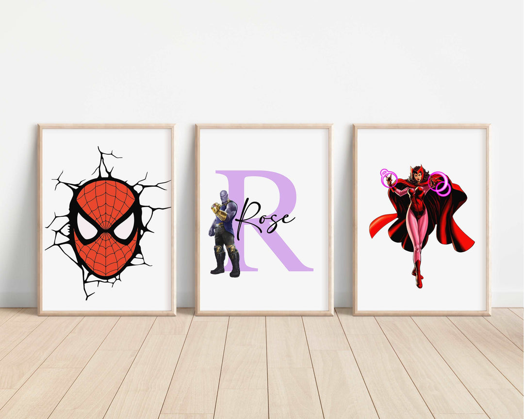 SET OF 3 Superhero Personalised Prints