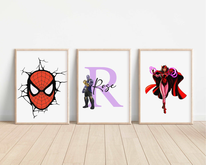 SET OF 3 Superhero Personalised Prints