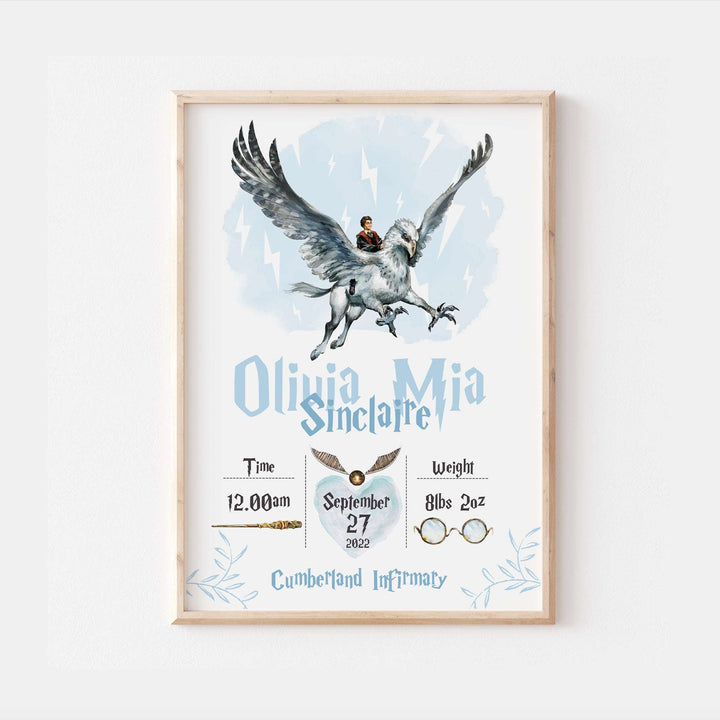 Harry Potter & Buckbeak Personalised Bedroom Birth Print