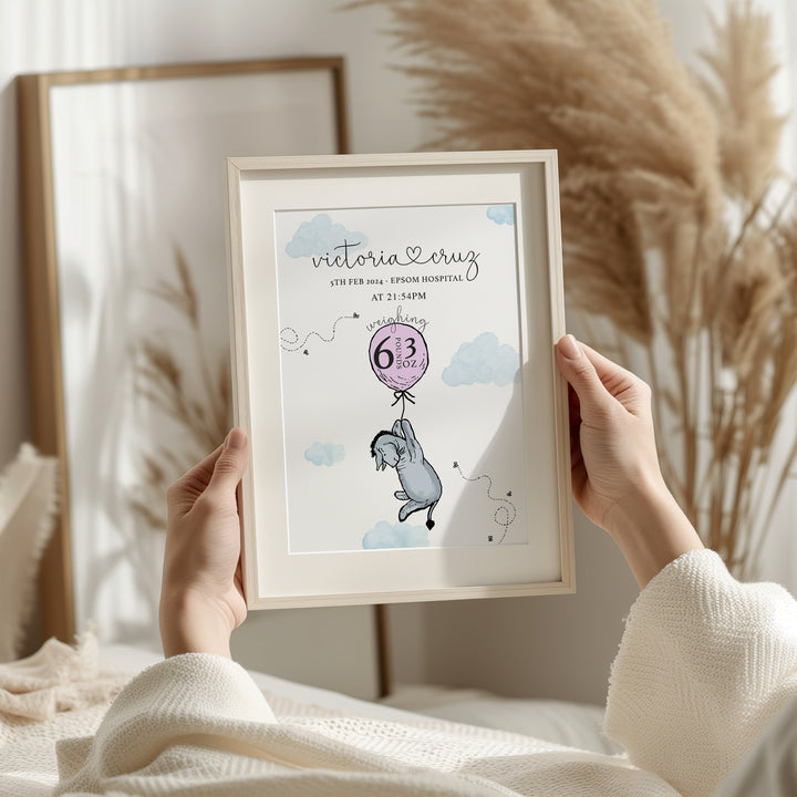 Eeyore Personalised The Day You Were Born Birth Print