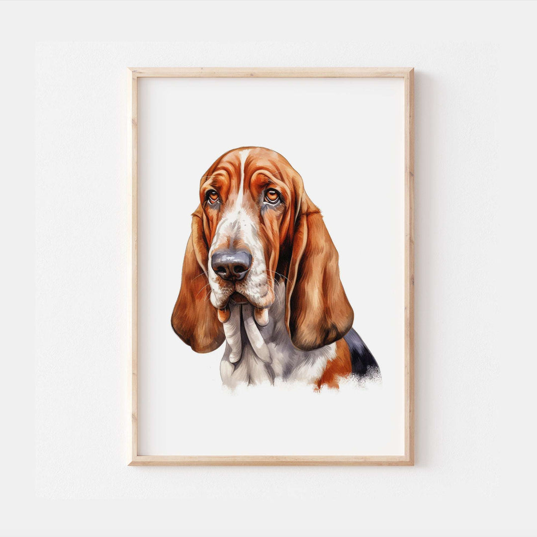 Basset Hound Dog Watercolour Print