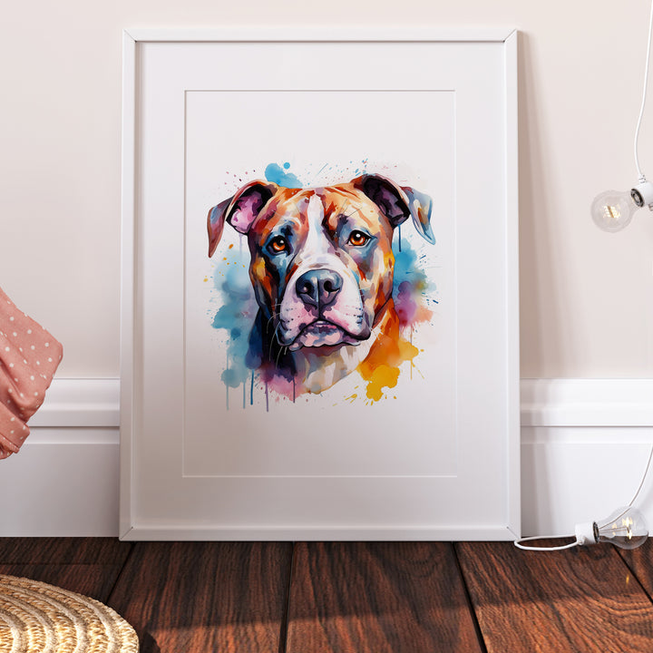 Staffordshire Bull Terrier Dog Watercolour Art Print