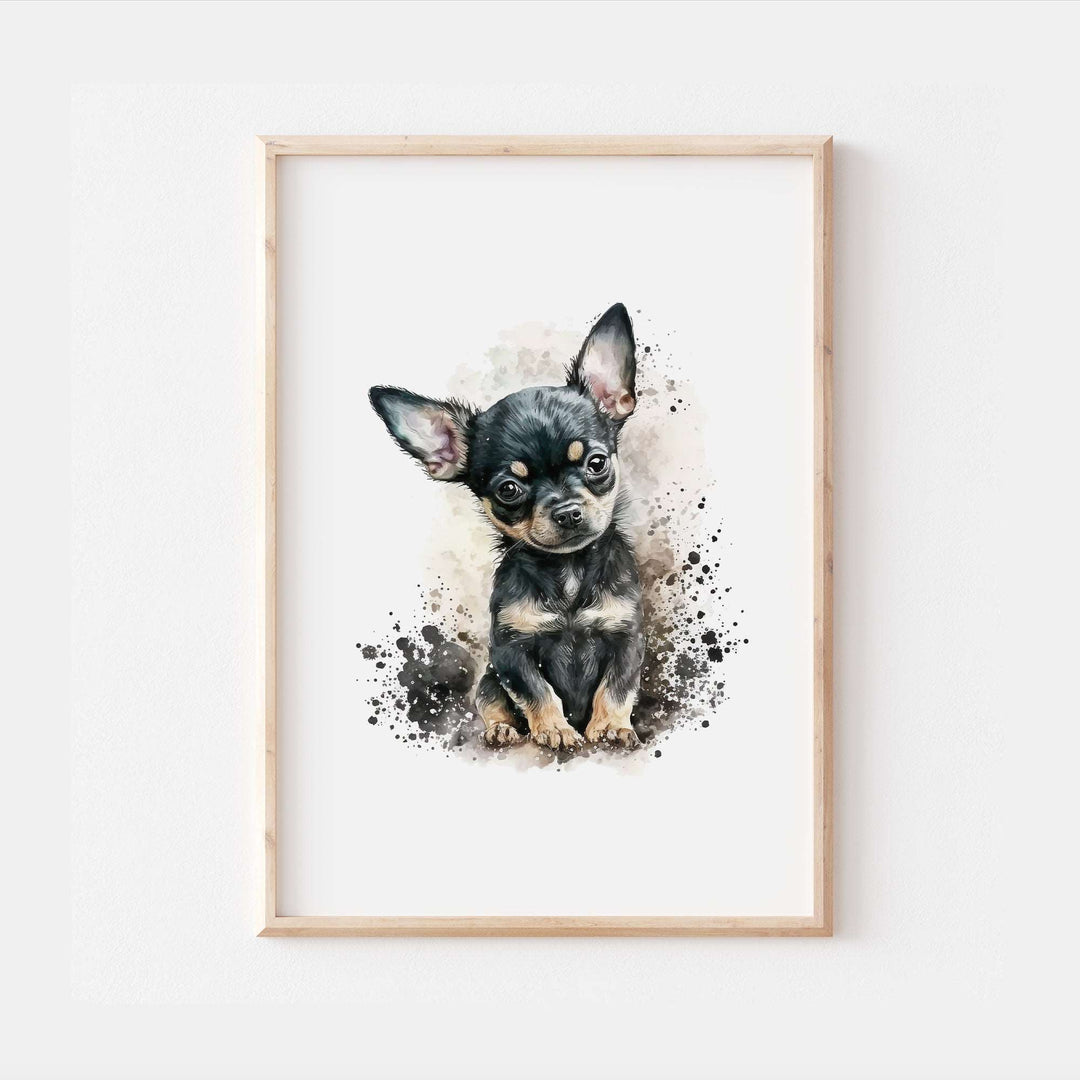 Black Chihuahua Dog Watercolour Art Print