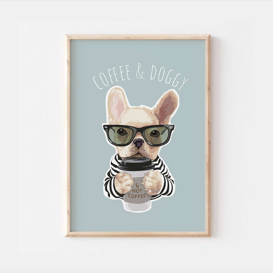French Bulldog Coffee and Doggy Print