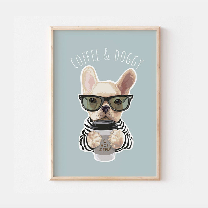 French Bulldog Coffee and Doggy Print