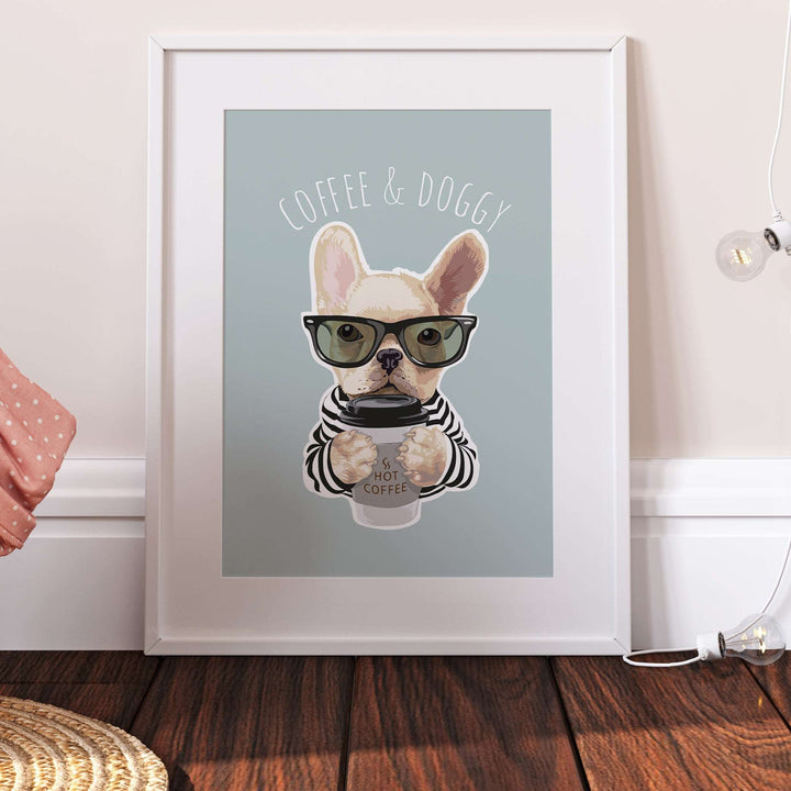 French Bulldog Coffee and Doggy Print