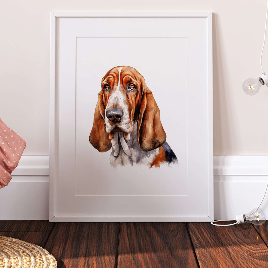 Basset Hound Dog Watercolour Print