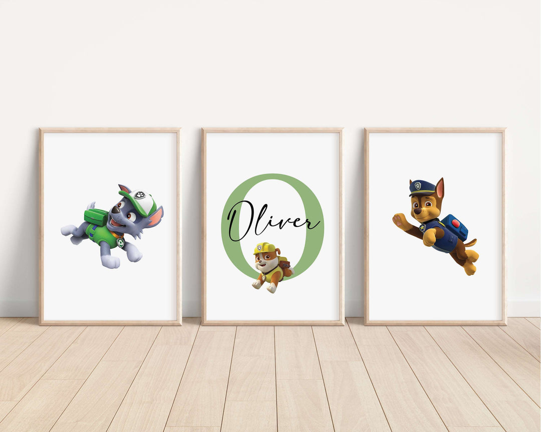 SET OF 3 Paw Patrol Personalised Prints