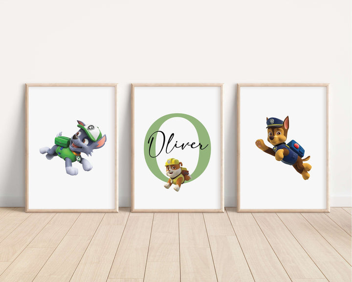 SET OF 3 Paw Patrol Personalised Prints