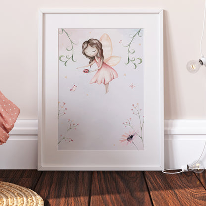 Woodland Flower Fairy Bedroom Print