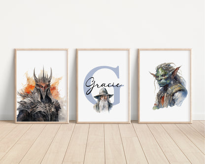 SET OF 3 Lord Of The Rings The Hobbit Personalised Prints