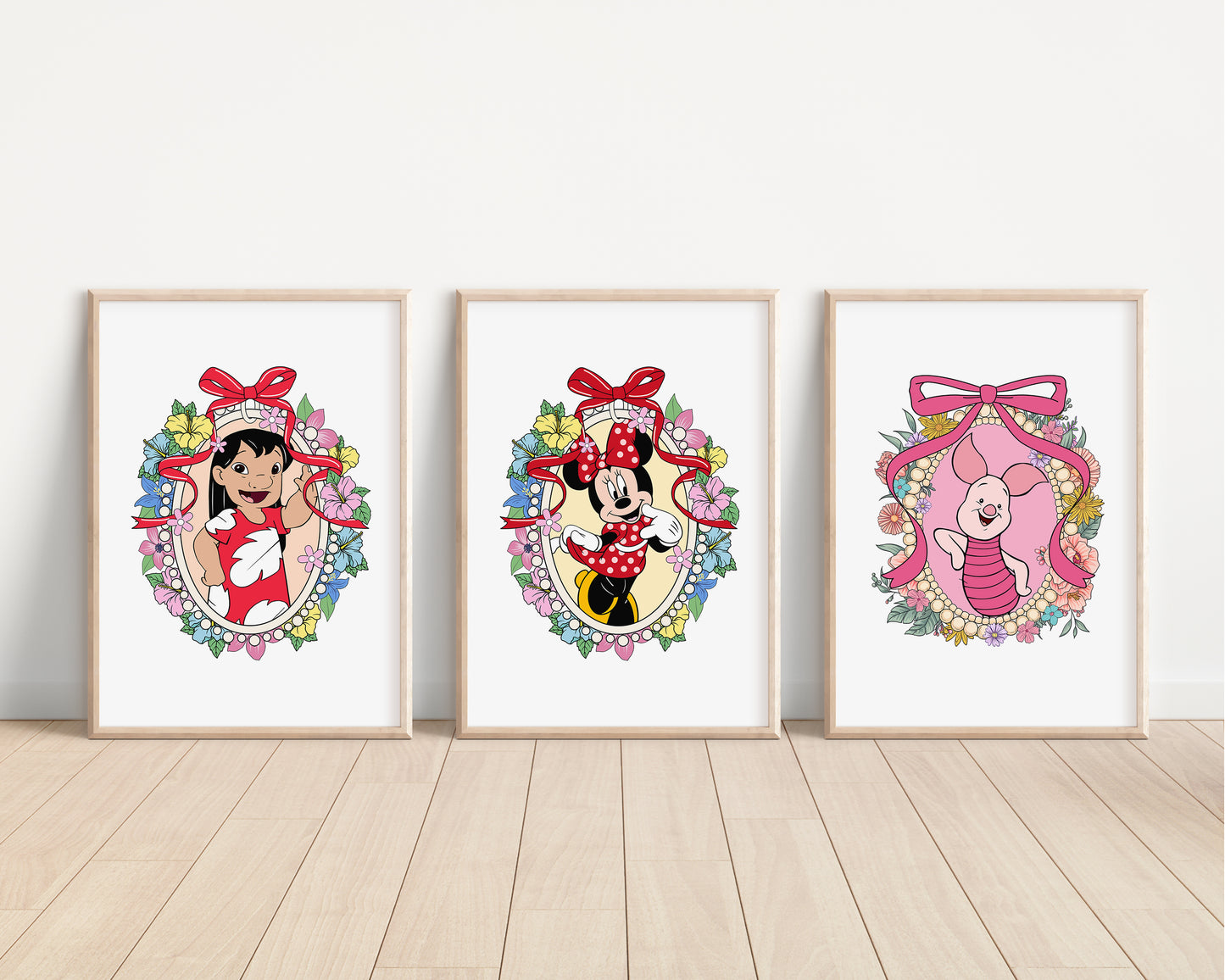 Disney Characters Floral Bedroom Prints