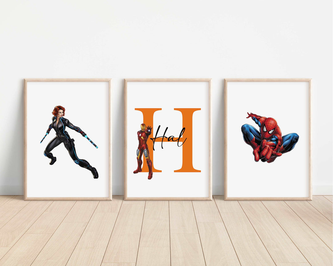 SET OF 3 Superhero Personalised Prints