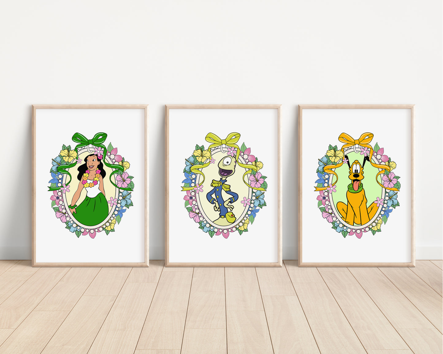 Disney Characters Floral Bedroom Prints