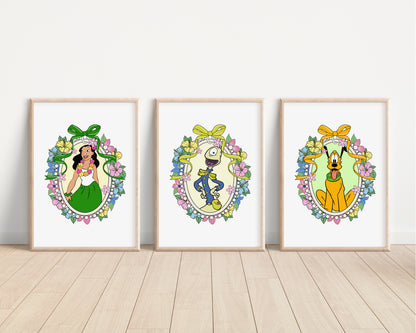 Disney Characters Floral Bedroom Prints