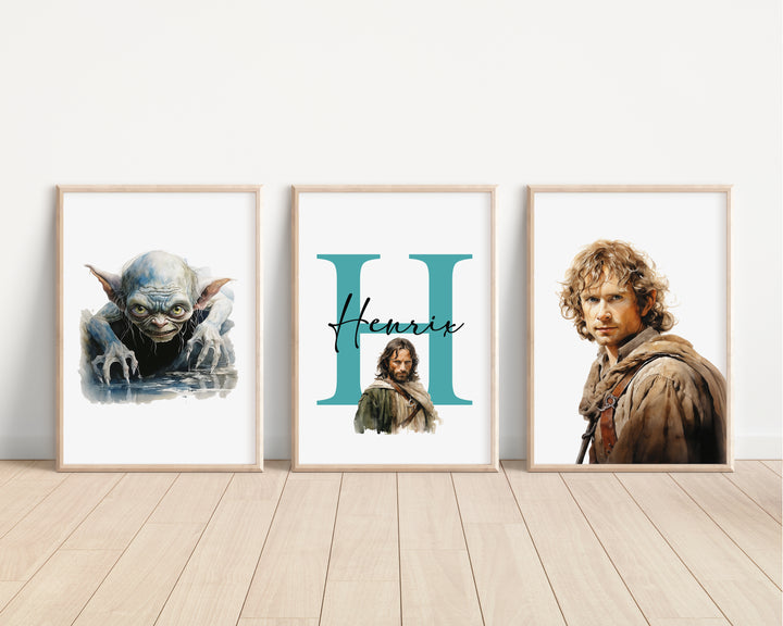 SET OF 3 Lord Of The Rings The Hobbit Personalised Prints