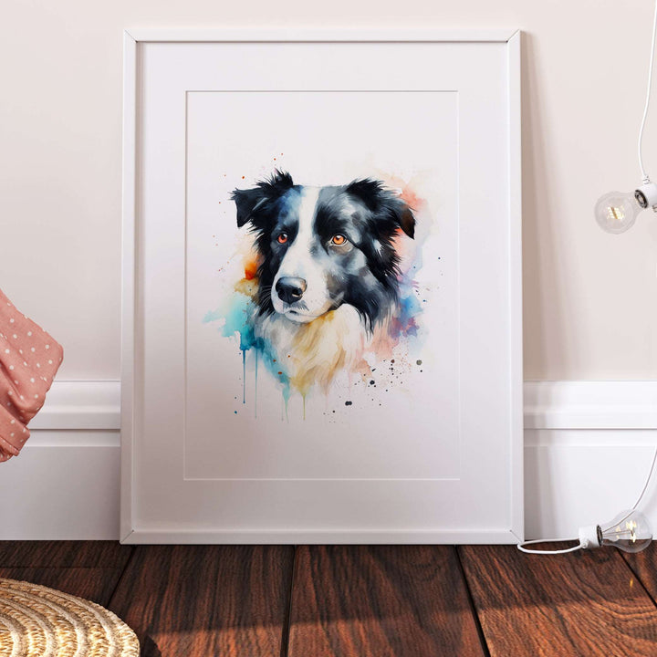 Border Collie Dog Watercolour Art Print