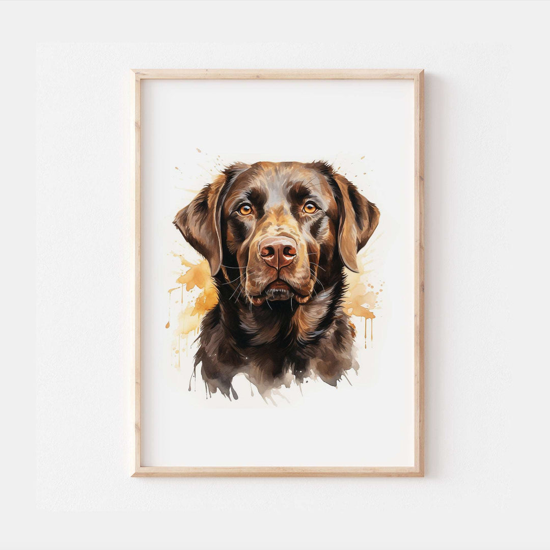 Chocolate Labrador Dog Watercolour Art Print