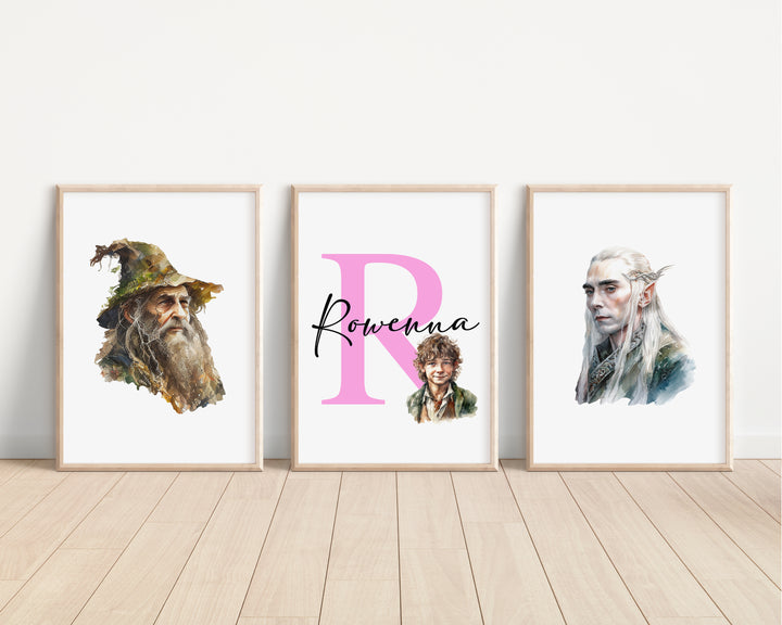 SET OF 3 Lord Of The Rings The Hobbit Personalised Prints