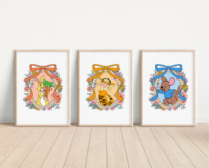 Disney Characters Floral Bedroom Prints