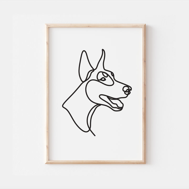 Doberman Dog Line Art Abstract Print