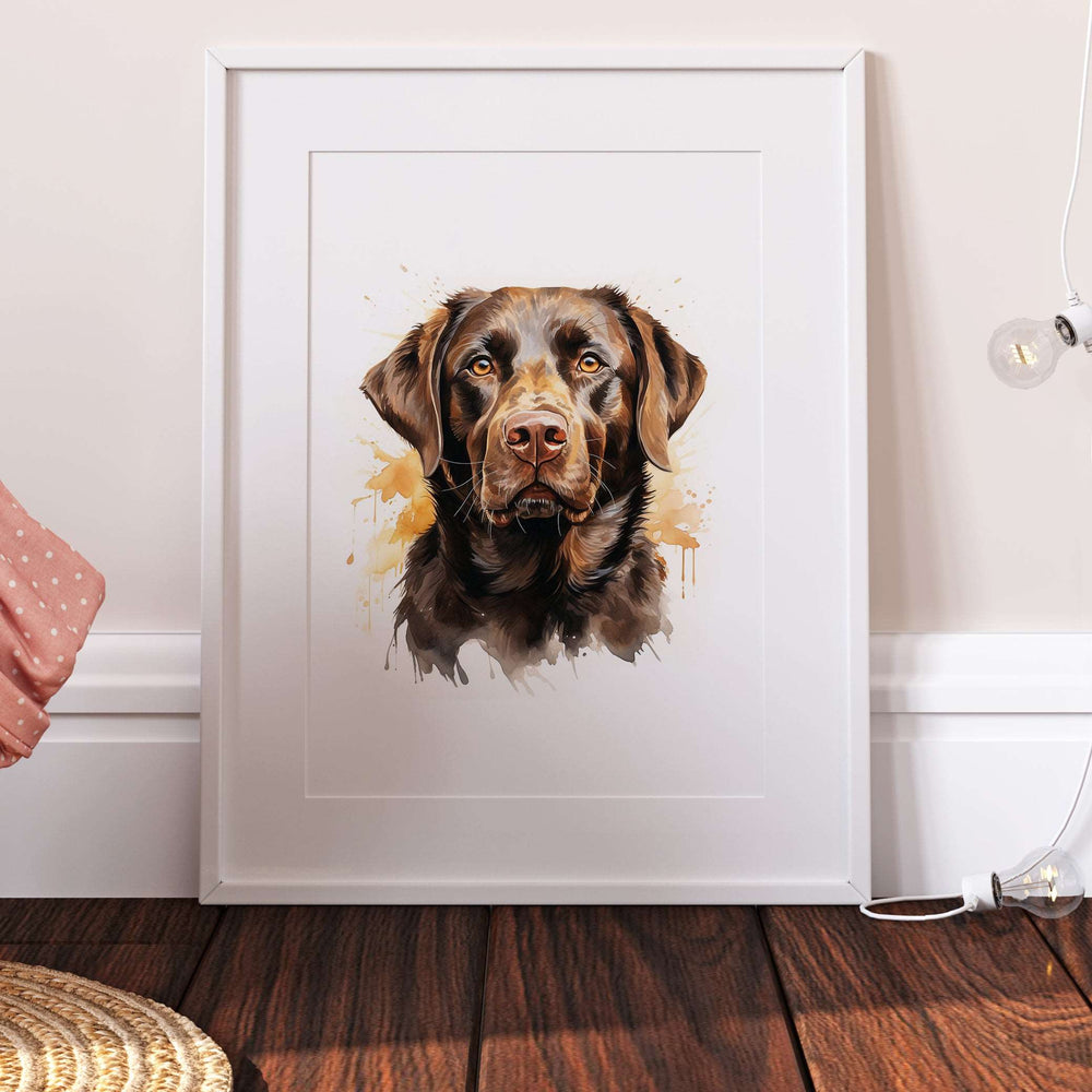 Chocolate Labrador Dog Watercolour Art Print