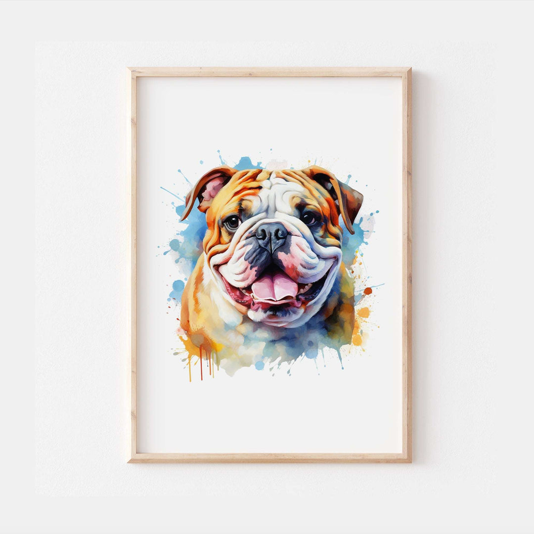 English Bulldog Dog Watercolour Art Print