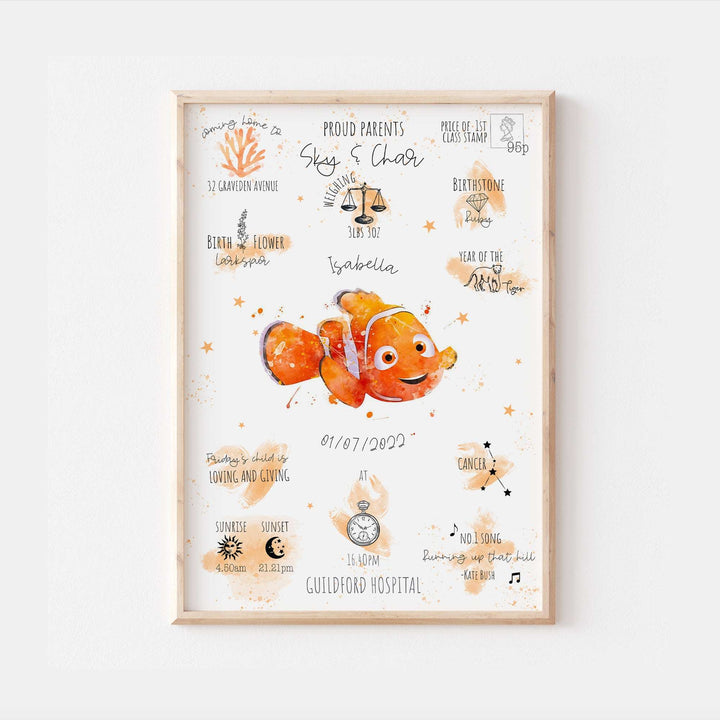 Finding Nemo Personalised The Day You Were Born Disney Print