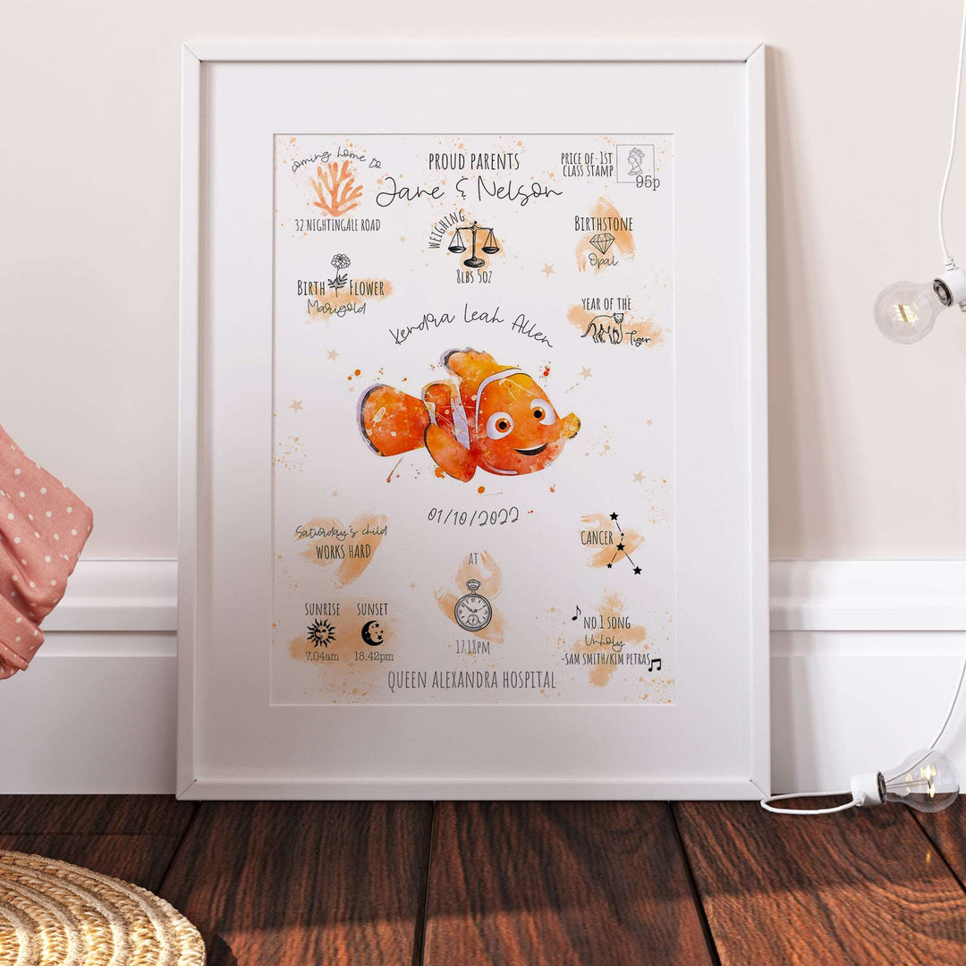 Finding Nemo Personalised The Day You Were Born Disney Print