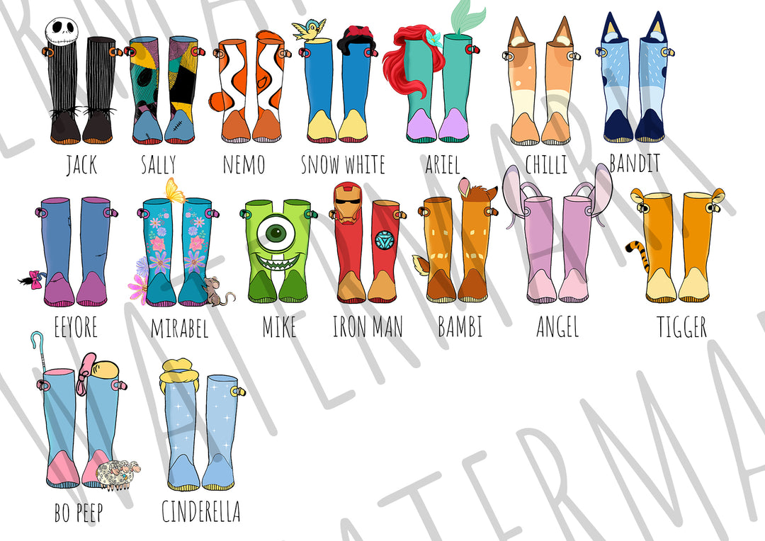 Personalised Our Family Disney Welly Boots Print