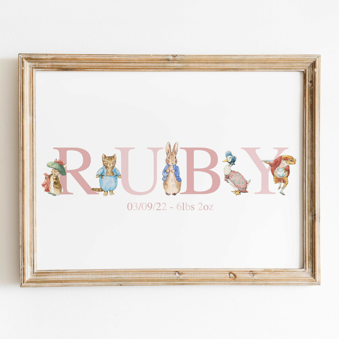 Personalised Beatrix Potter Peter Rabbit Name Print