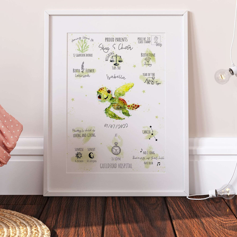 Finding Nemo Squirt Personalised The Day You Were Born Disney Print