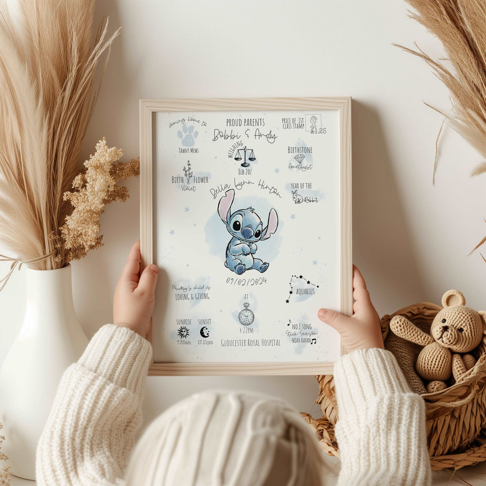 Stitch Personalised The Day You Were Born Print
