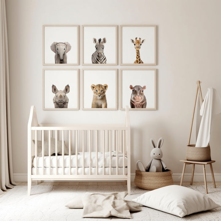 SET OF 6 Baby Animal Safari Print Bundle