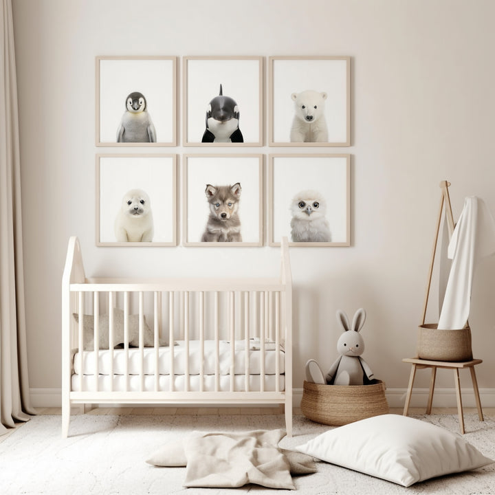 SET OF 6 Baby Arctic Animal Print Bundle