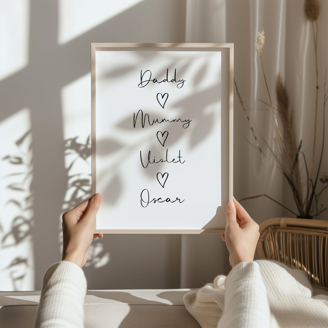 Personalised Our Family Heart Print