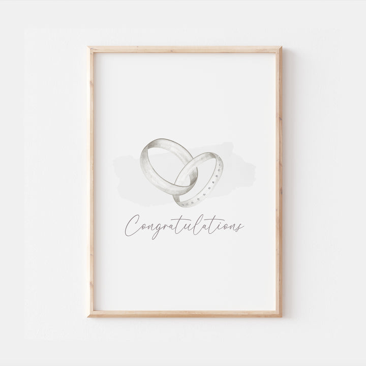 Congratulations Watercolour Wedding Engagement Print