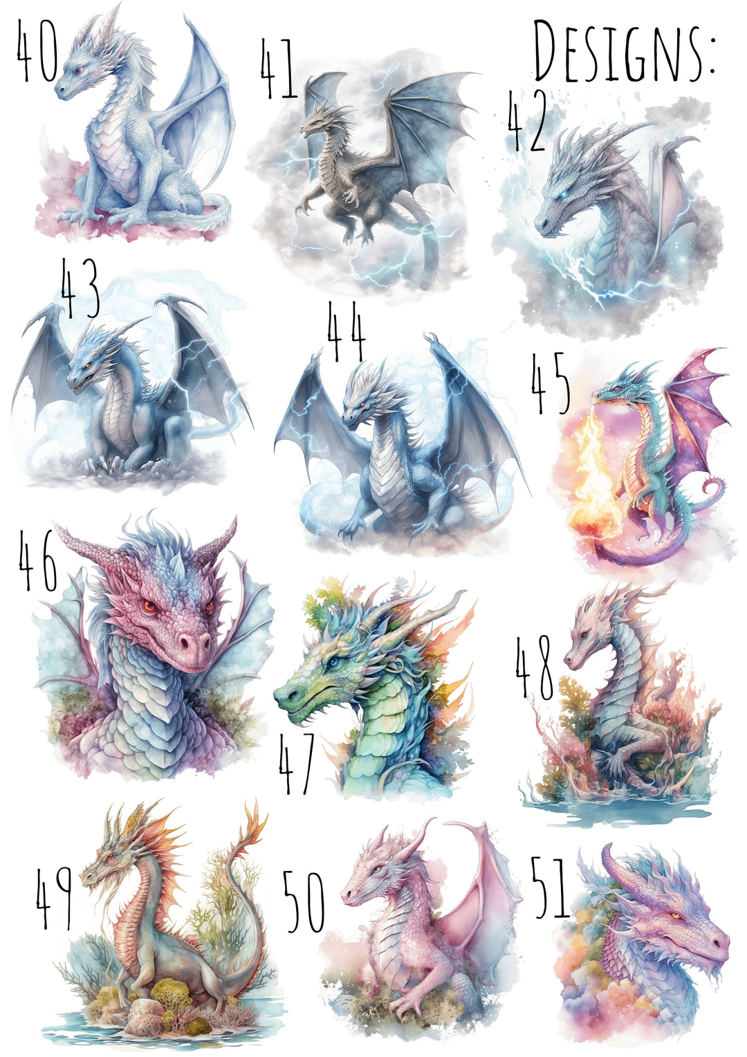 SET OF 3 Dragons Mythological Personalised Prints