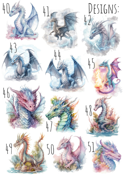 SET OF 3 Dragons Mythological Personalised Prints