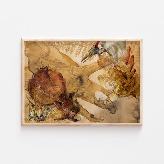 Dinosaur Watercolour Print, Bedroom Nursery Decor